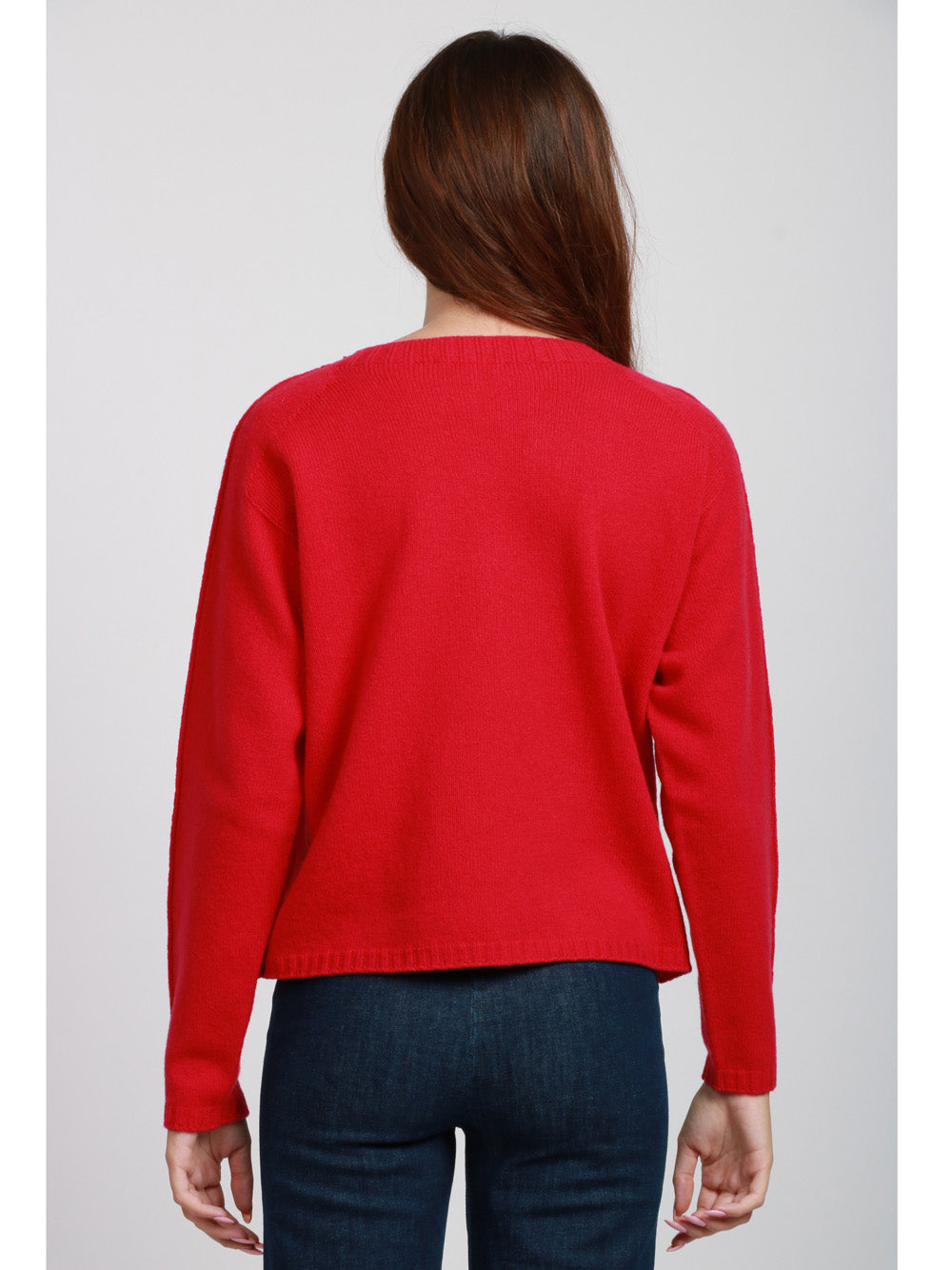 FLOOR Maglia Girocollo in Lana Merino Rosso Scuro Lampone