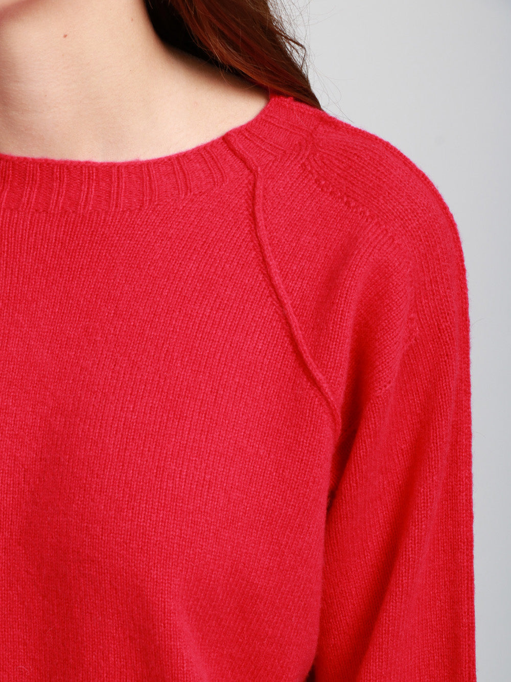 FLOOR Maglia Girocollo in Lana Merino Rosso Scuro Lampone