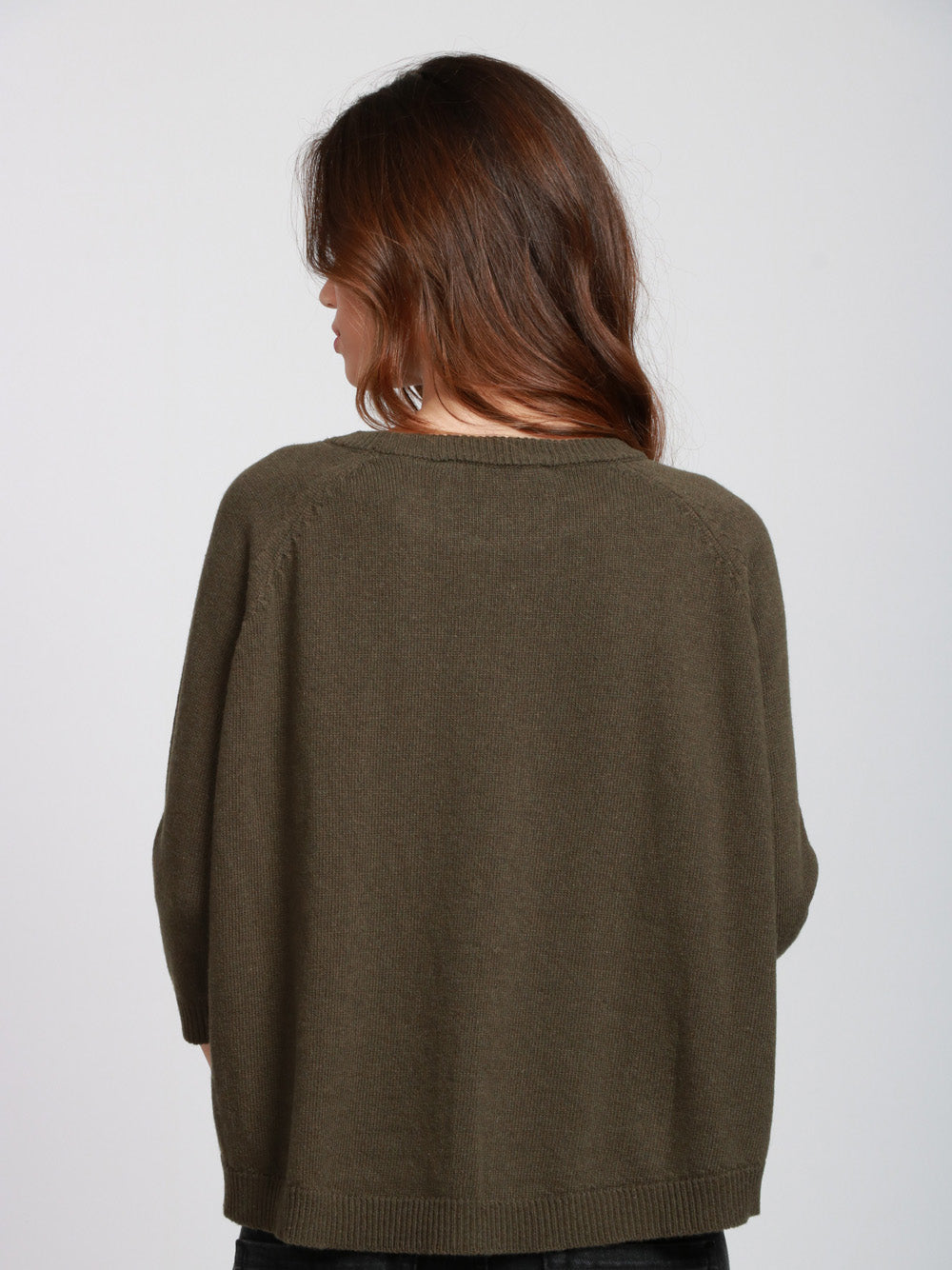 FLOOR Maglia Girocollo in Misto Lana e Cashmere Verde con Rombi Verde