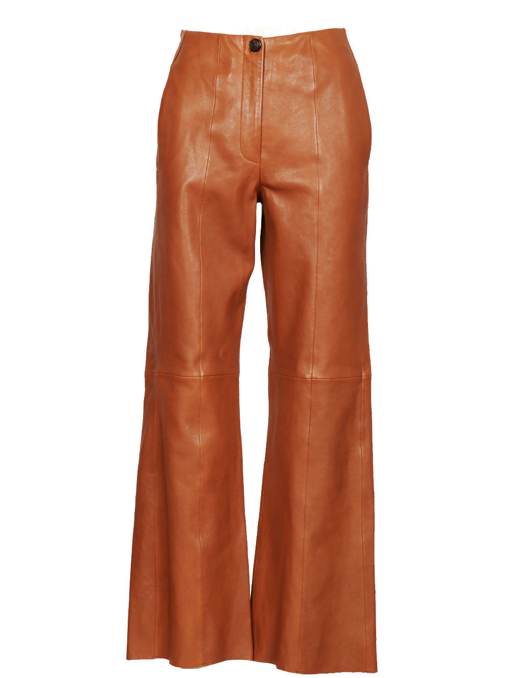 FORTE FORTE Pantaloni in Pelle Cuoio con Gamba Dritta Cuoio
