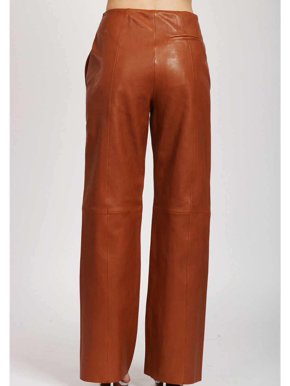 FORTE FORTE Pantaloni in Pelle Cuoio con Gamba Dritta Cuoio