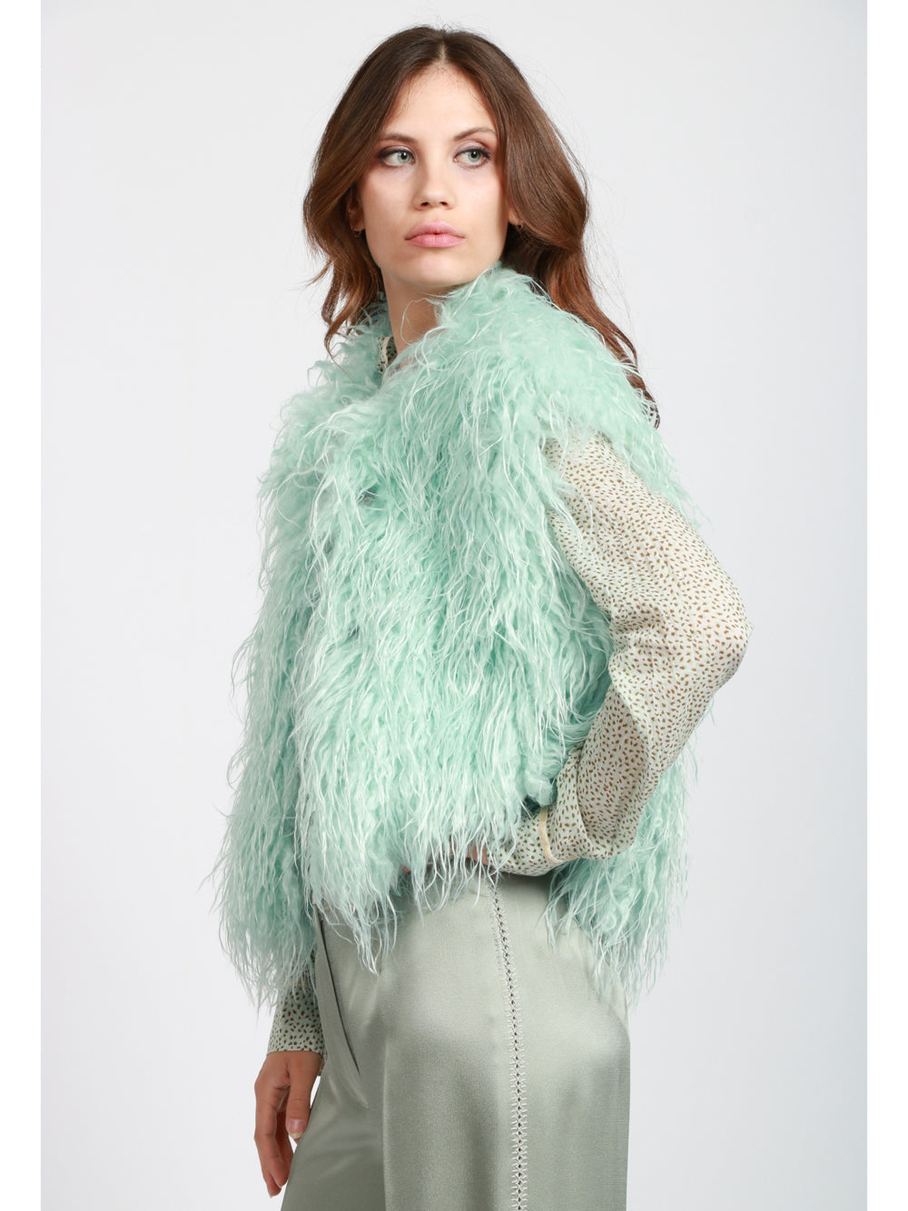 FORTE FORTE Gilet in Eco Mongolia Celeste Celeste