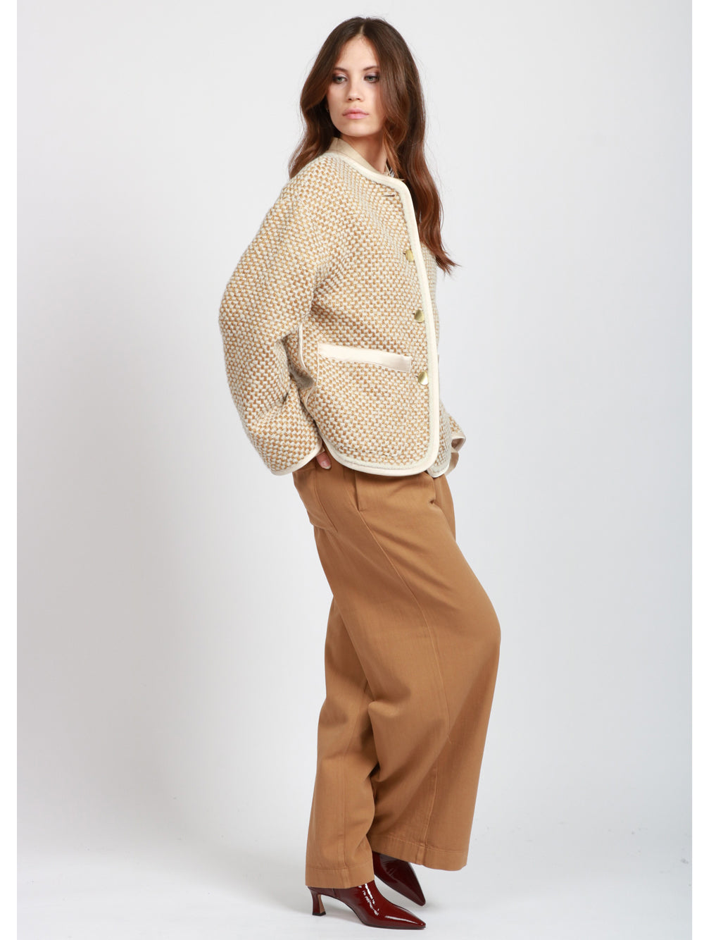 FORTE FORTE Giacca in Tweed Bianco e Oro Bianco/oro