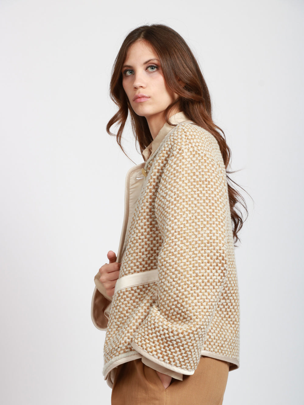 FORTE FORTE Giacca in Tweed Bianco e Oro Bianco/oro