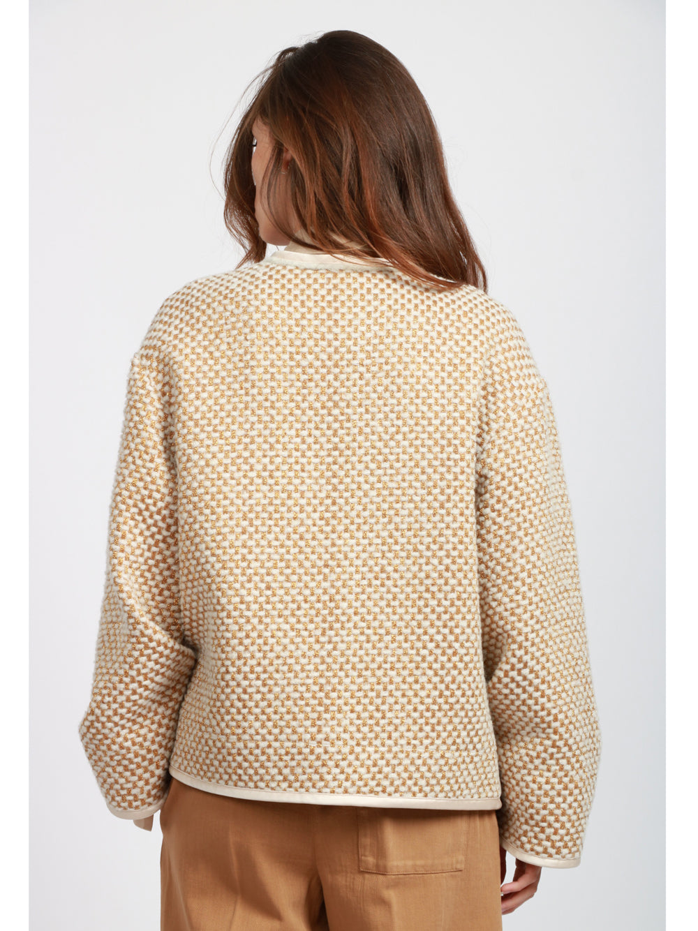 FORTE FORTE Giacca in Tweed Bianco e Oro Bianco/oro