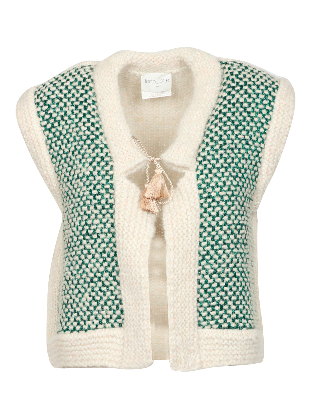 FORTE FORTE Gilet in Tweed Beige e Verde Beige/verde