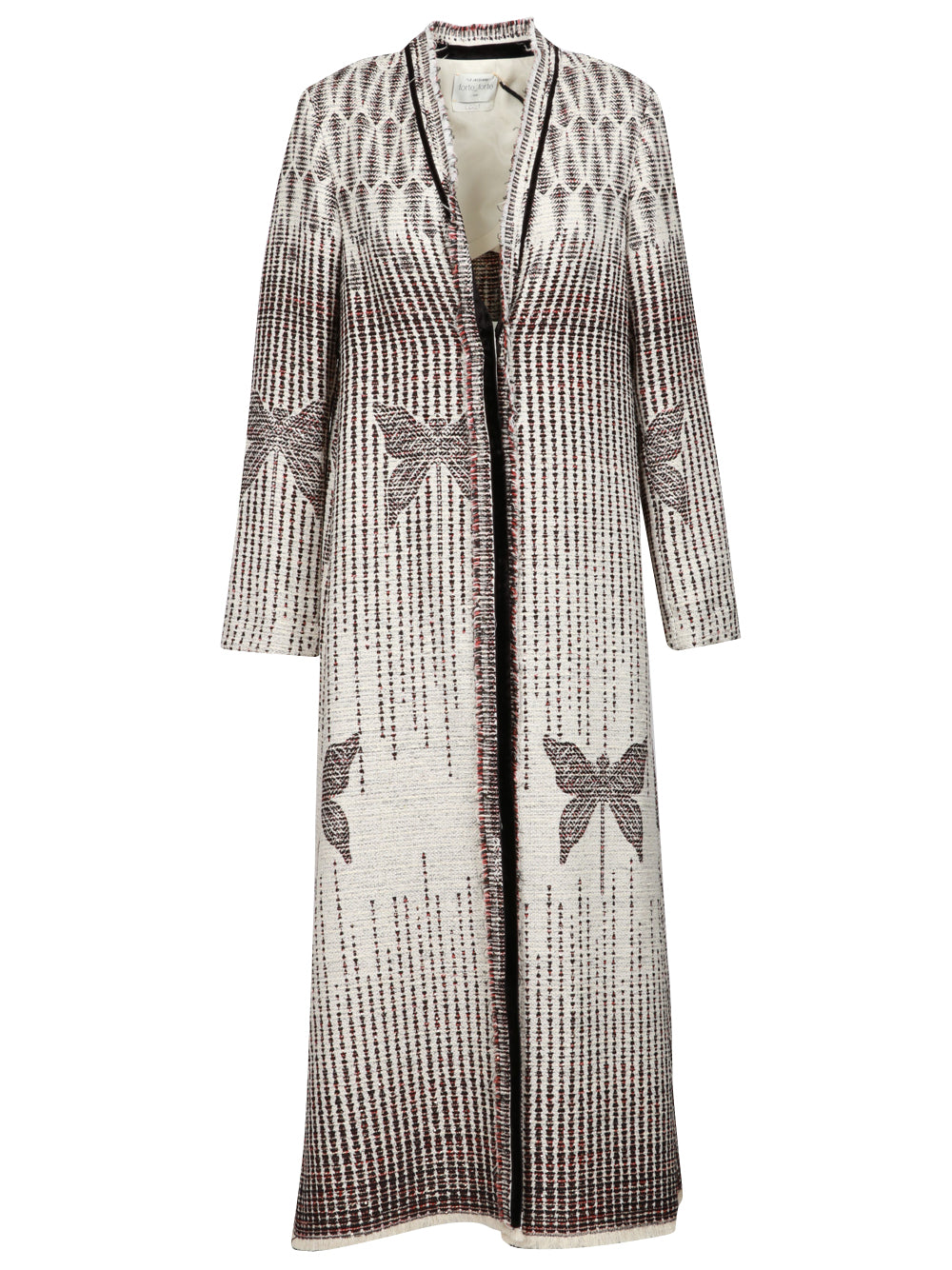 FORTE FORTE Cappotto Libelle Jacquard Nero ed Ecru´ Nero/ecrù