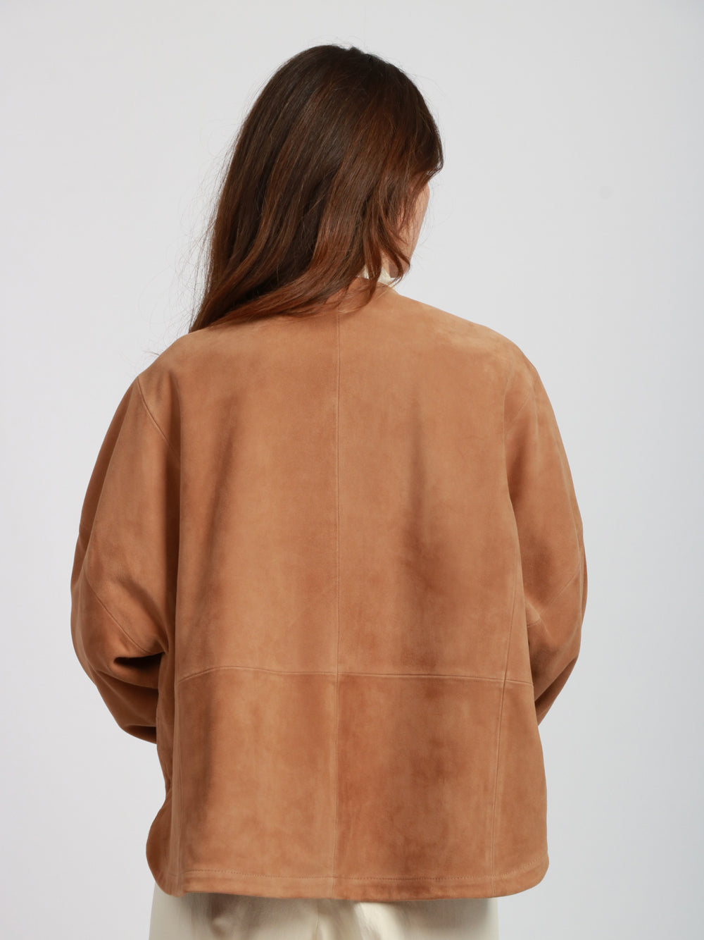 FORTE FORTE Giacca Kimono in Suede Camel Destrutturata Camel