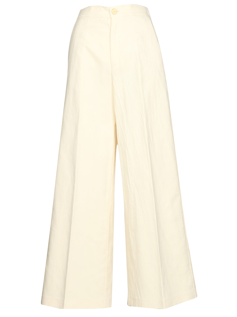 FORTE FORTE Pantaloni in Cotone Crema Palazzo Crema