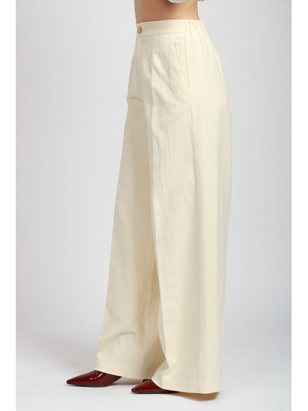 FORTE FORTE Pantaloni in Cotone Crema Palazzo Crema