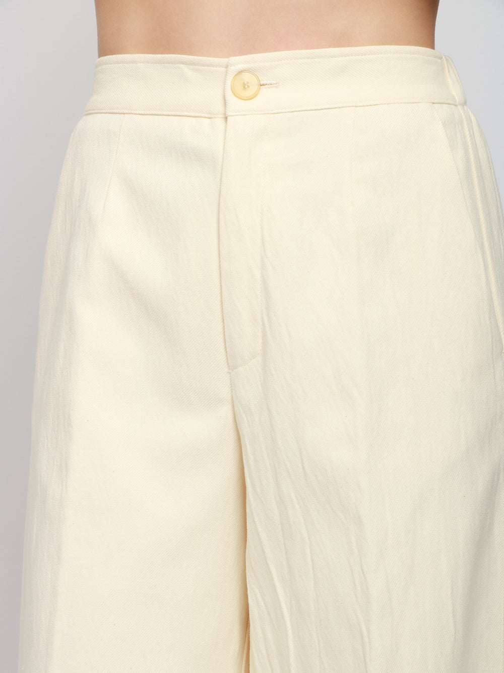 FORTE FORTE Pantaloni in Cotone Crema Palazzo Crema