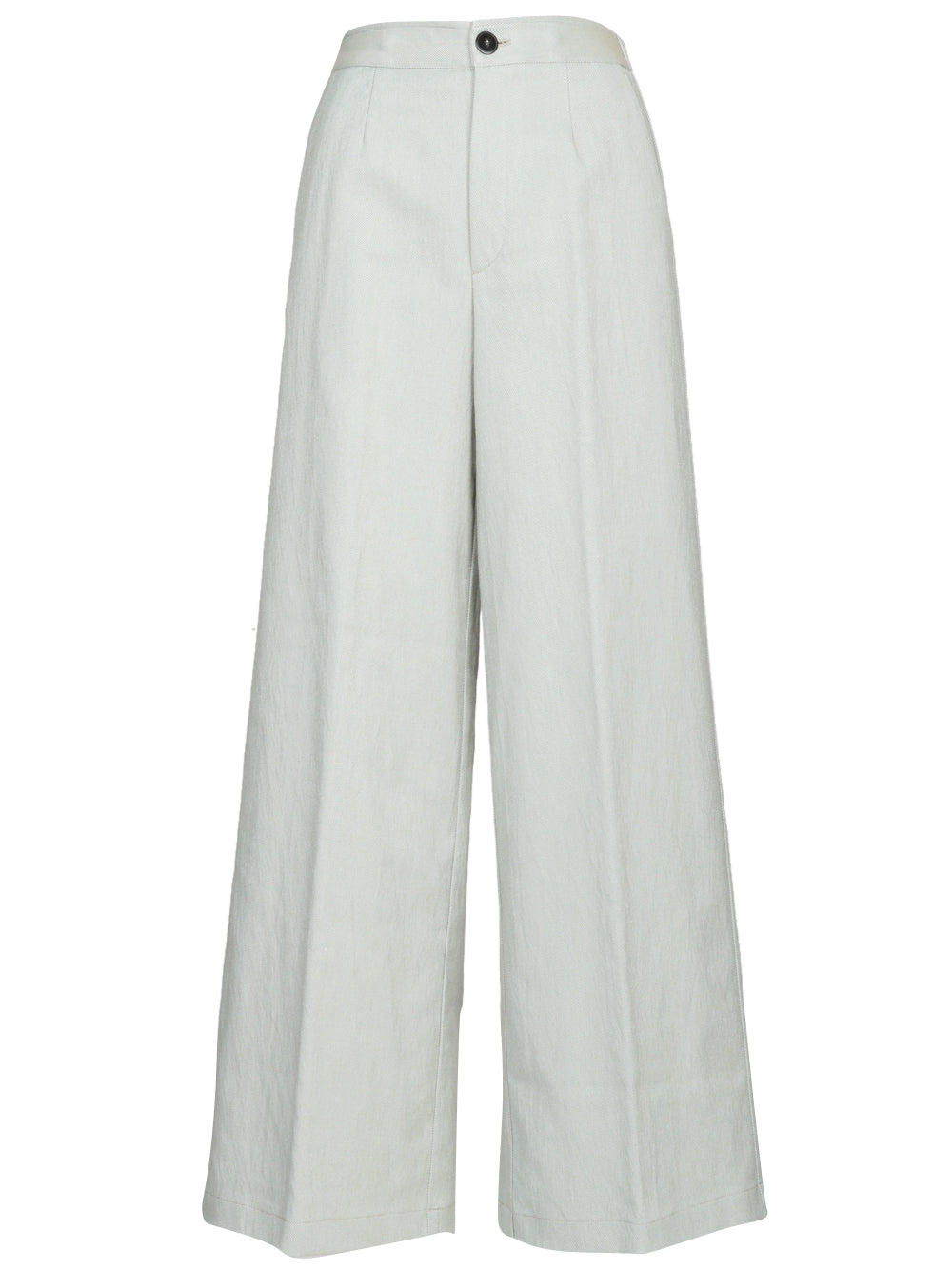 FORTE FORTE Pantaloni in Cotone Verde Salvia Palazzo Polvere