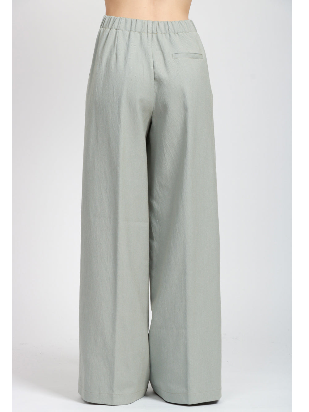 FORTE FORTE Pantaloni in Cotone Verde Salvia Palazzo Polvere
