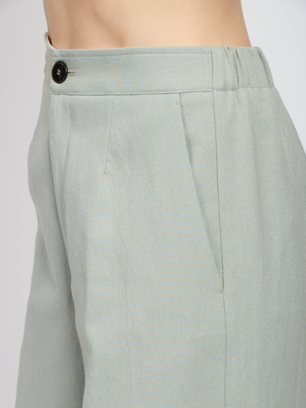 FORTE FORTE Pantaloni in Cotone Verde Salvia Palazzo Polvere