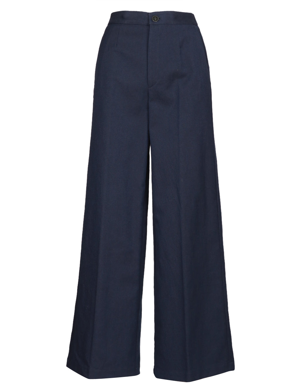 FORTE FORTE Pantaloni in Cotone Blu Palazzo Blu notte