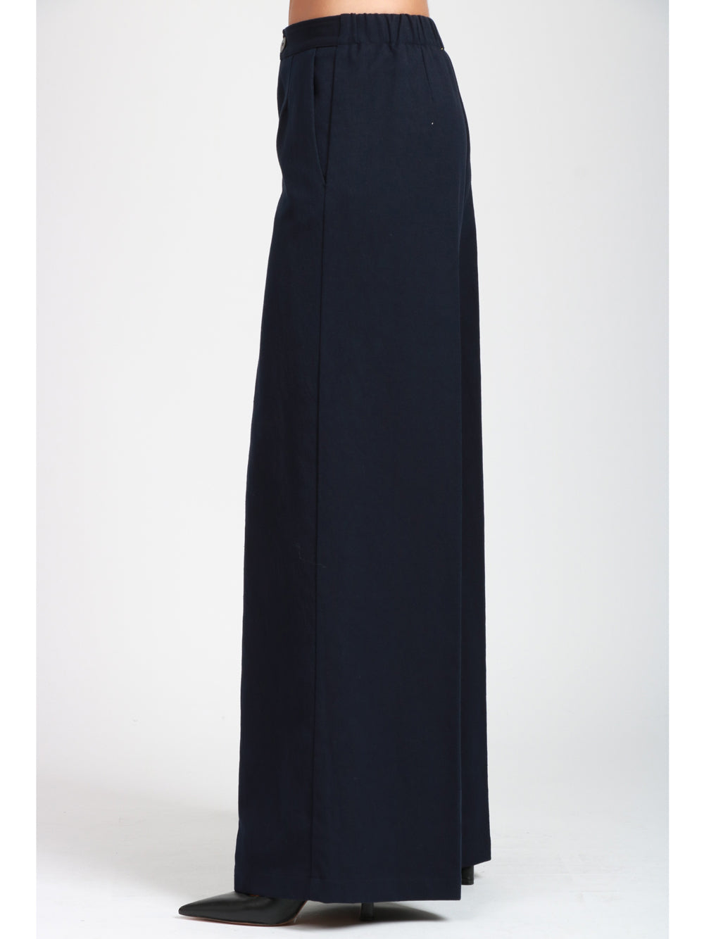 FORTE FORTE Pantaloni in Cotone Blu Palazzo Blu notte