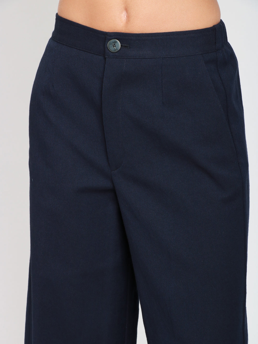 FORTE FORTE Pantaloni in Cotone Blu Palazzo Blu notte