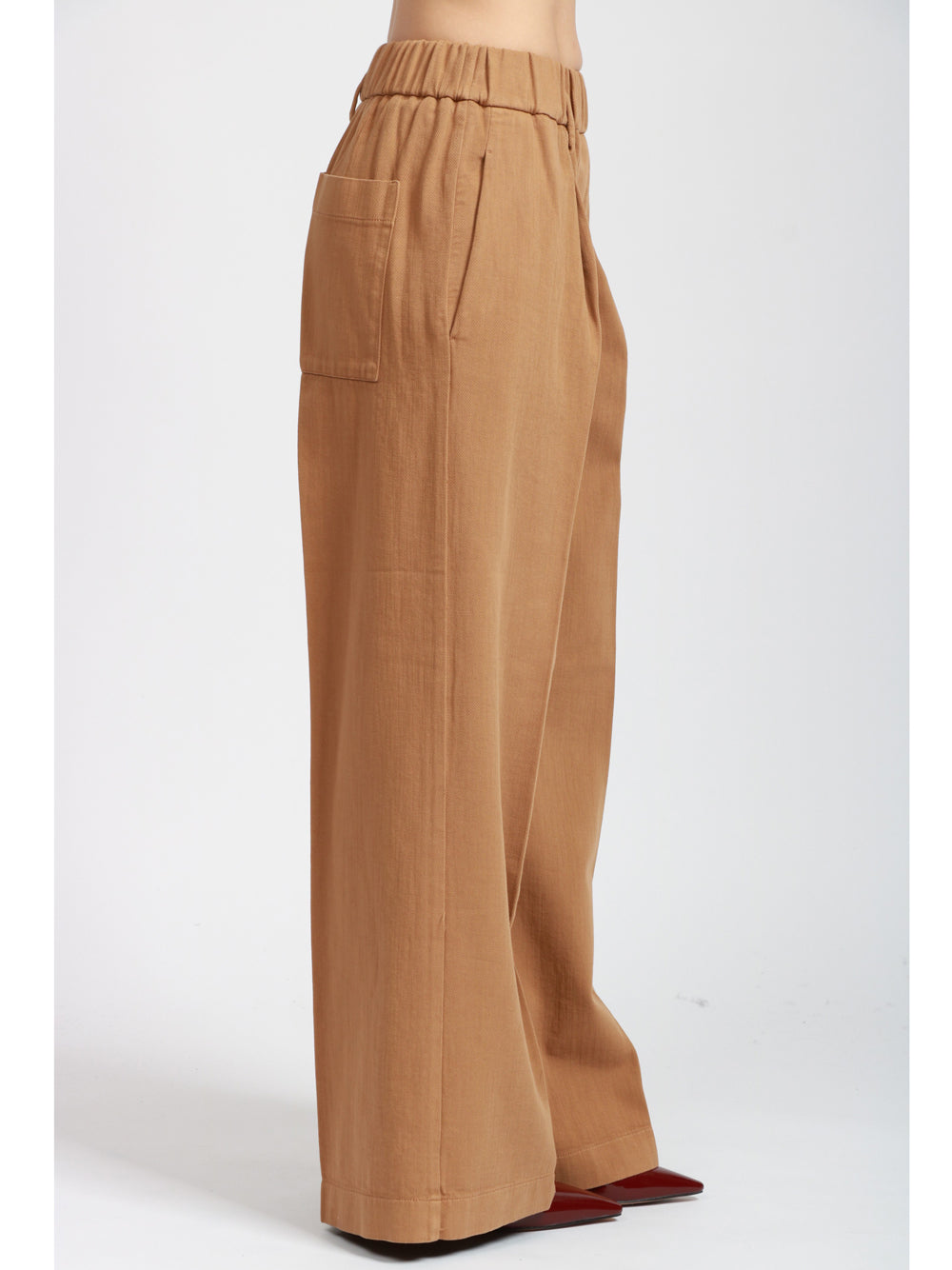 FORTE FORTE Pantaloni Palazzo in Bull di Cotone Tabacco con Pinces Tabacco