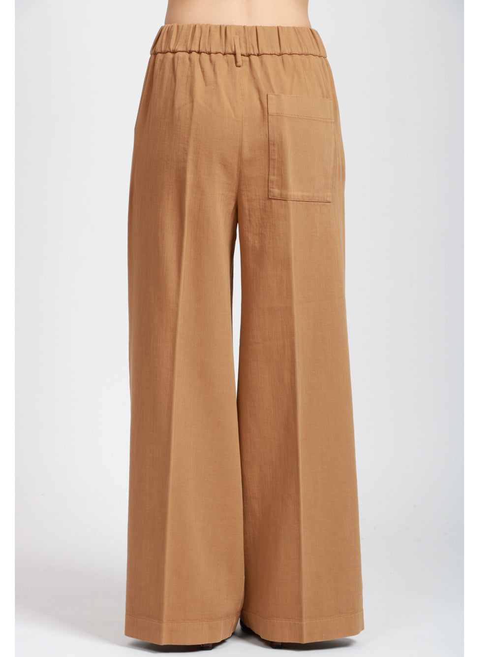 FORTE FORTE Pantaloni Palazzo in Bull di Cotone Tabacco con Pinces Tabacco