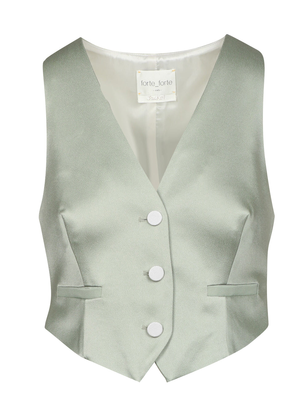 FORTE FORTE Gilet Monopetto in Raso Polvere Salvia