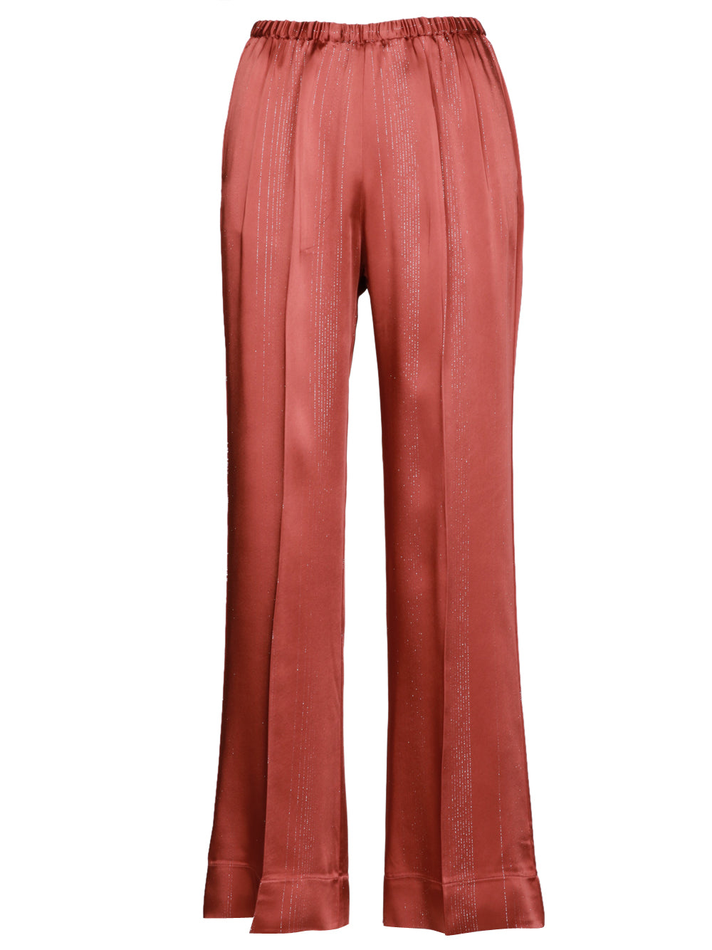 FORTE FORTE Pantaloni in Raso Cacao con Dettaglio in Lurex Cacao