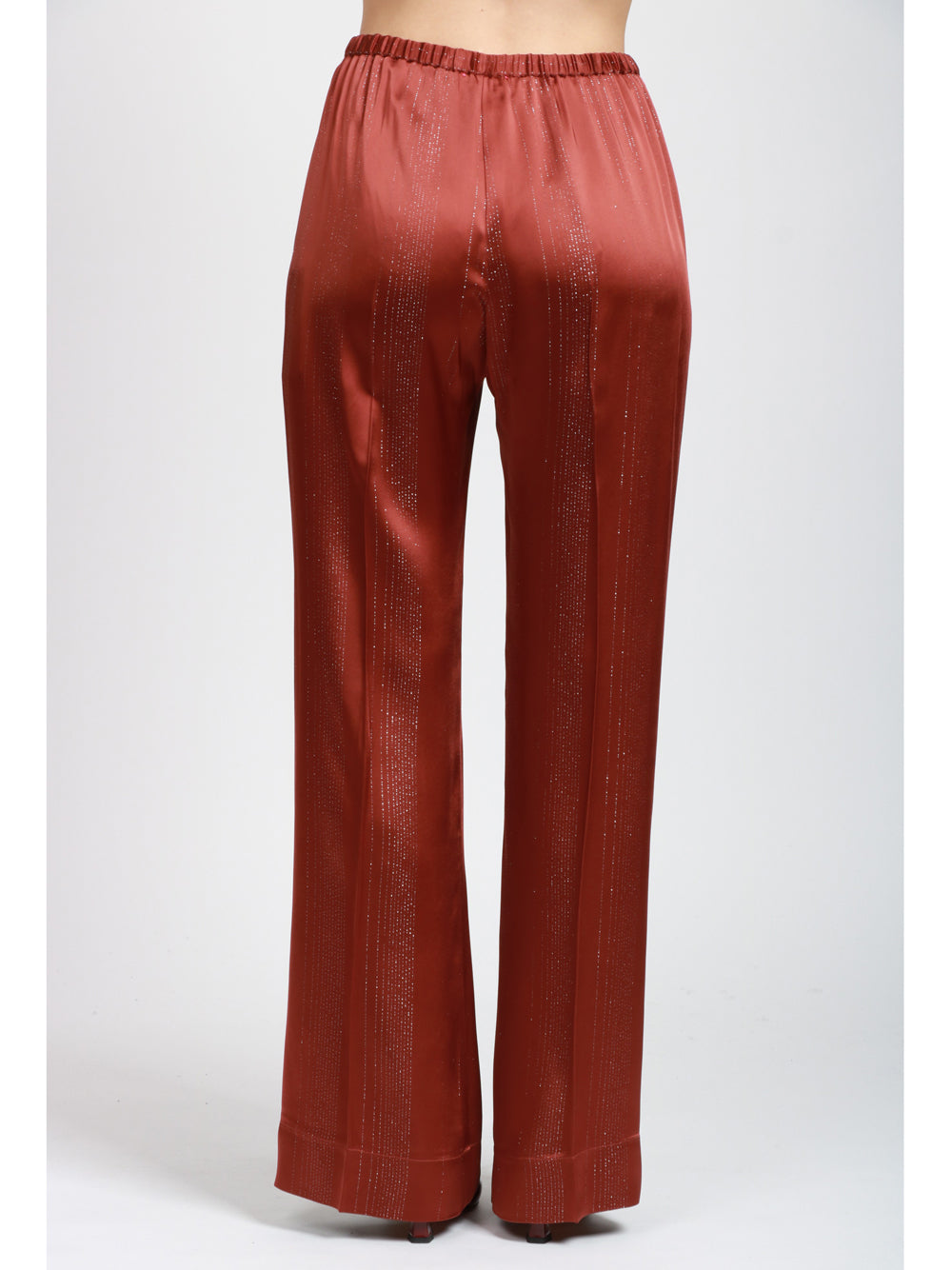 FORTE FORTE Pantaloni in Raso Cacao con Dettaglio in Lurex Cacao