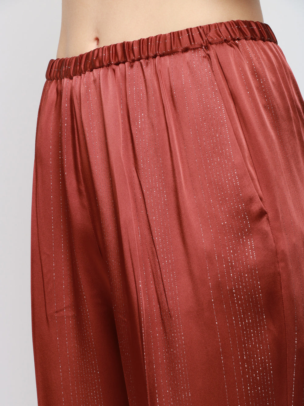 FORTE FORTE Pantaloni in Raso Cacao con Dettaglio in Lurex Cacao
