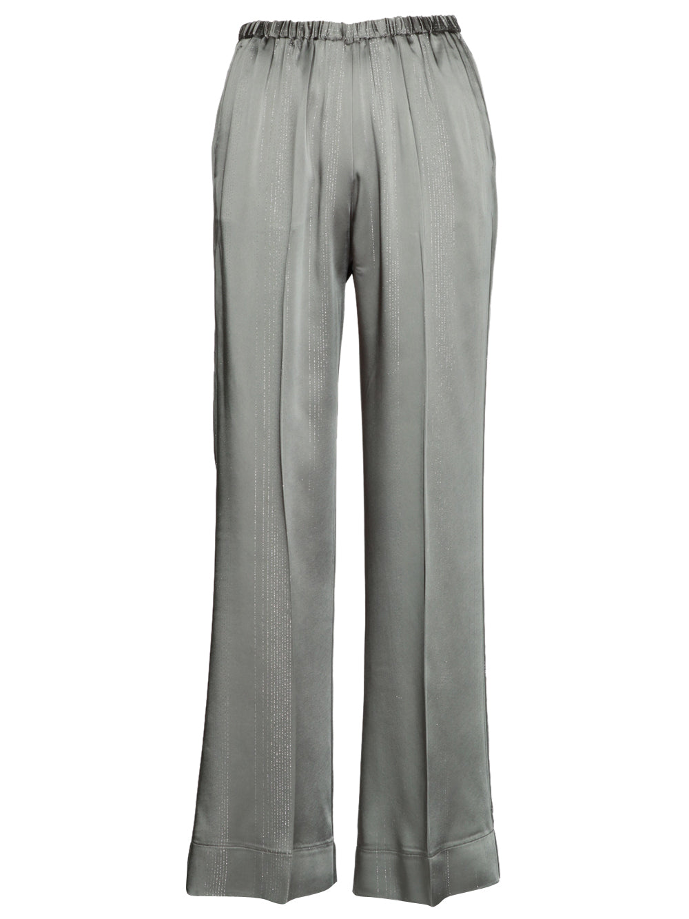 FORTE FORTE Pantaloni in Raso Grigi con Dettaglio in Lurex Grigio
