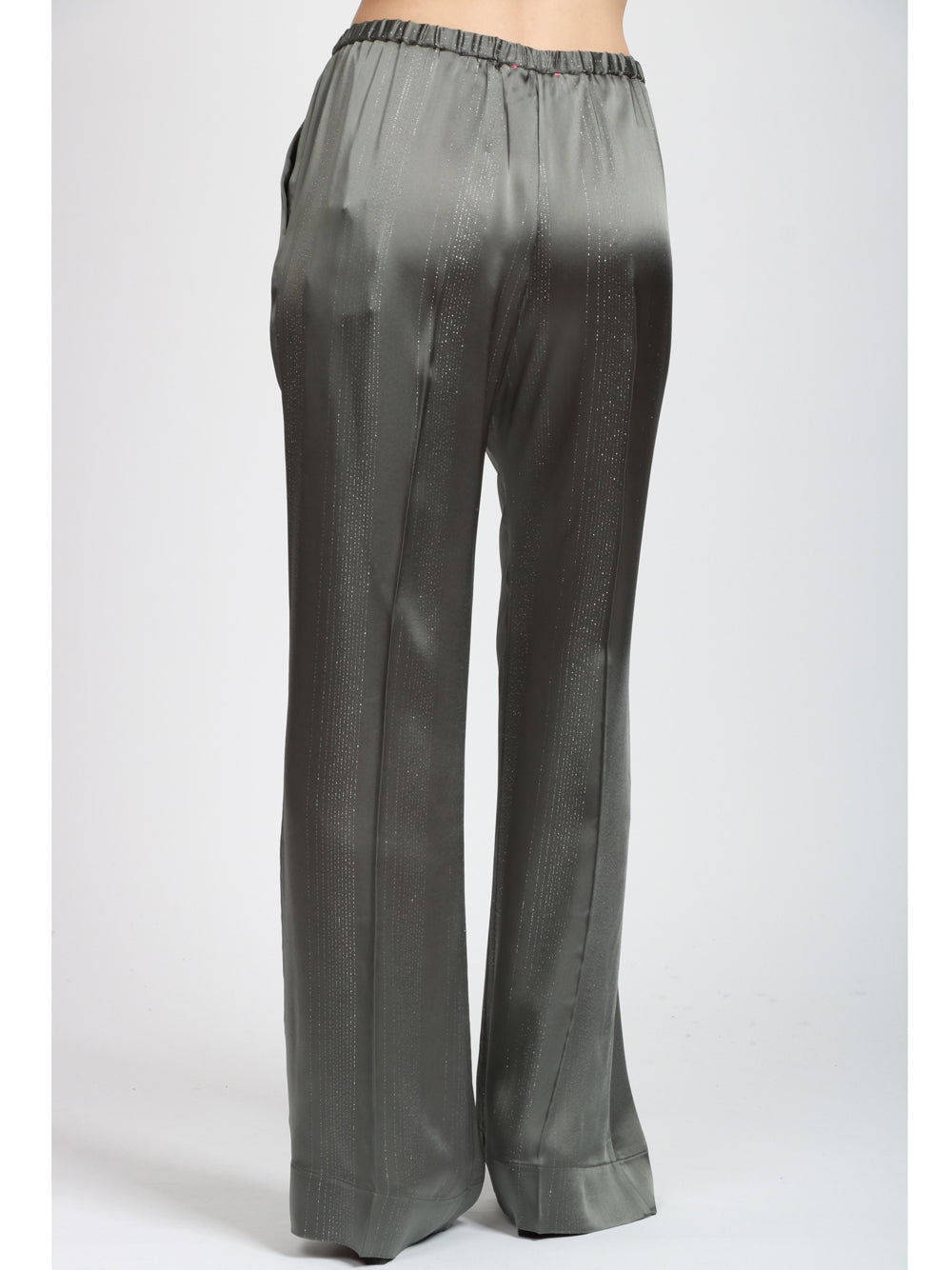 FORTE FORTE Pantaloni in Raso Grigi con Dettaglio in Lurex Grigio