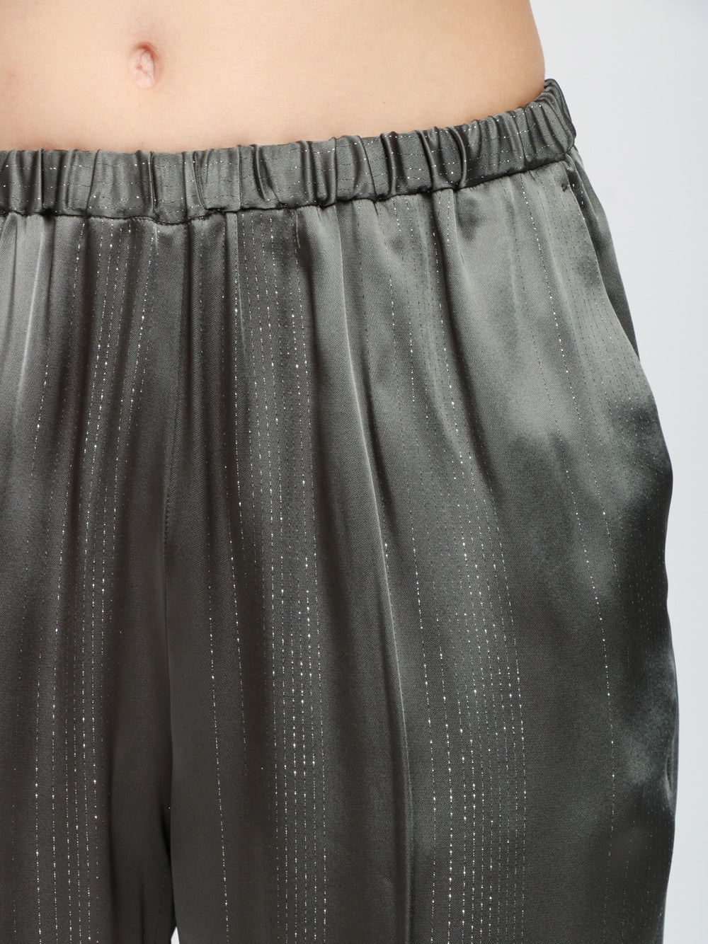 FORTE FORTE Pantaloni in Raso Grigi con Dettaglio in Lurex Grigio