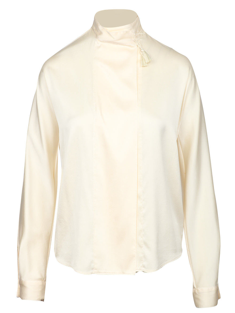 FORTE FORTE Camicia a Kimono in Raso Crema Crema