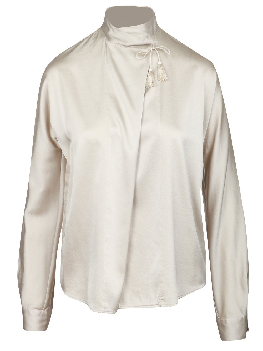 FORTE FORTE Camicia a Kimono in Raso Grigio Perla Perla