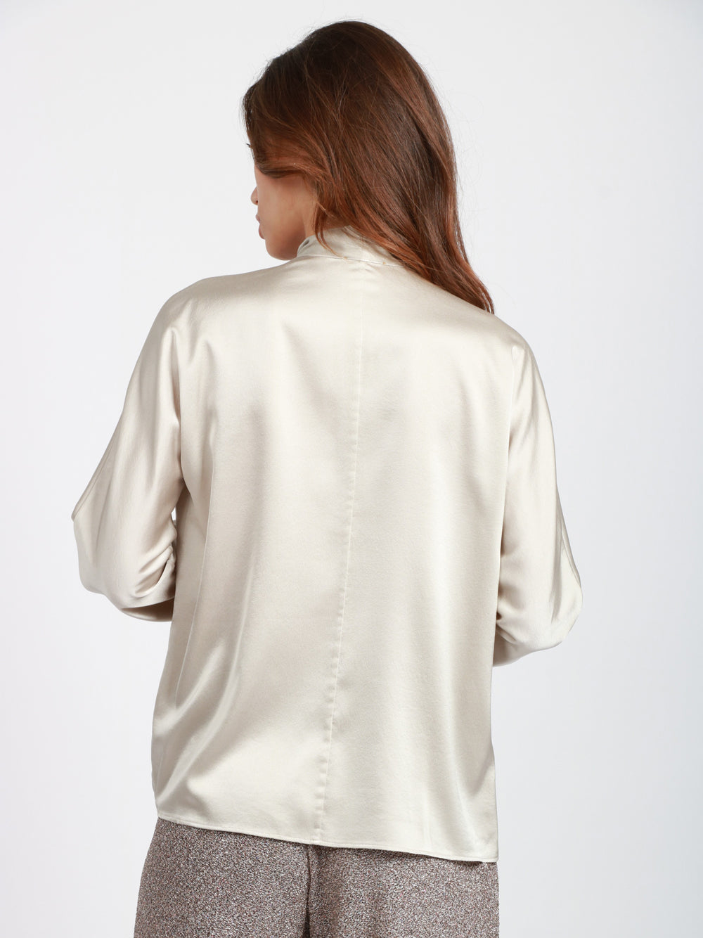 FORTE FORTE Camicia a Kimono in Raso Grigio Perla Perla