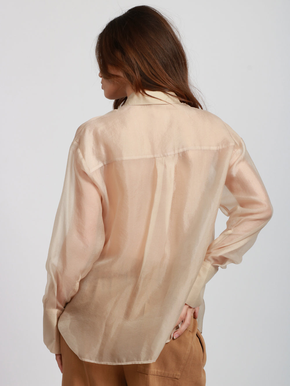 FORTE FORTE Camicia in Organza Beige Trasparente Beige