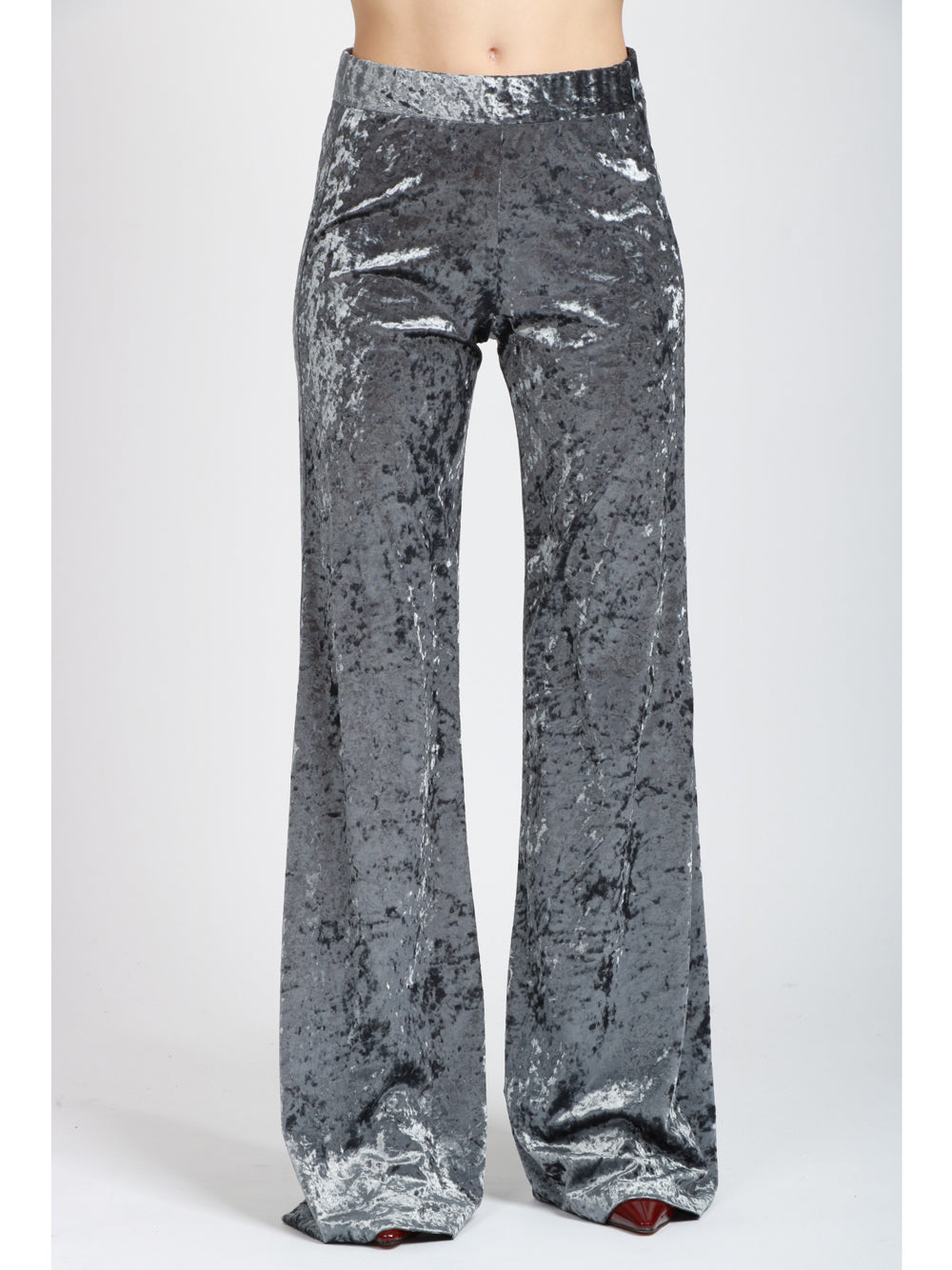 FORTE FORTE Pantaloni in Velluto Grigi a Vita Alta Grigio