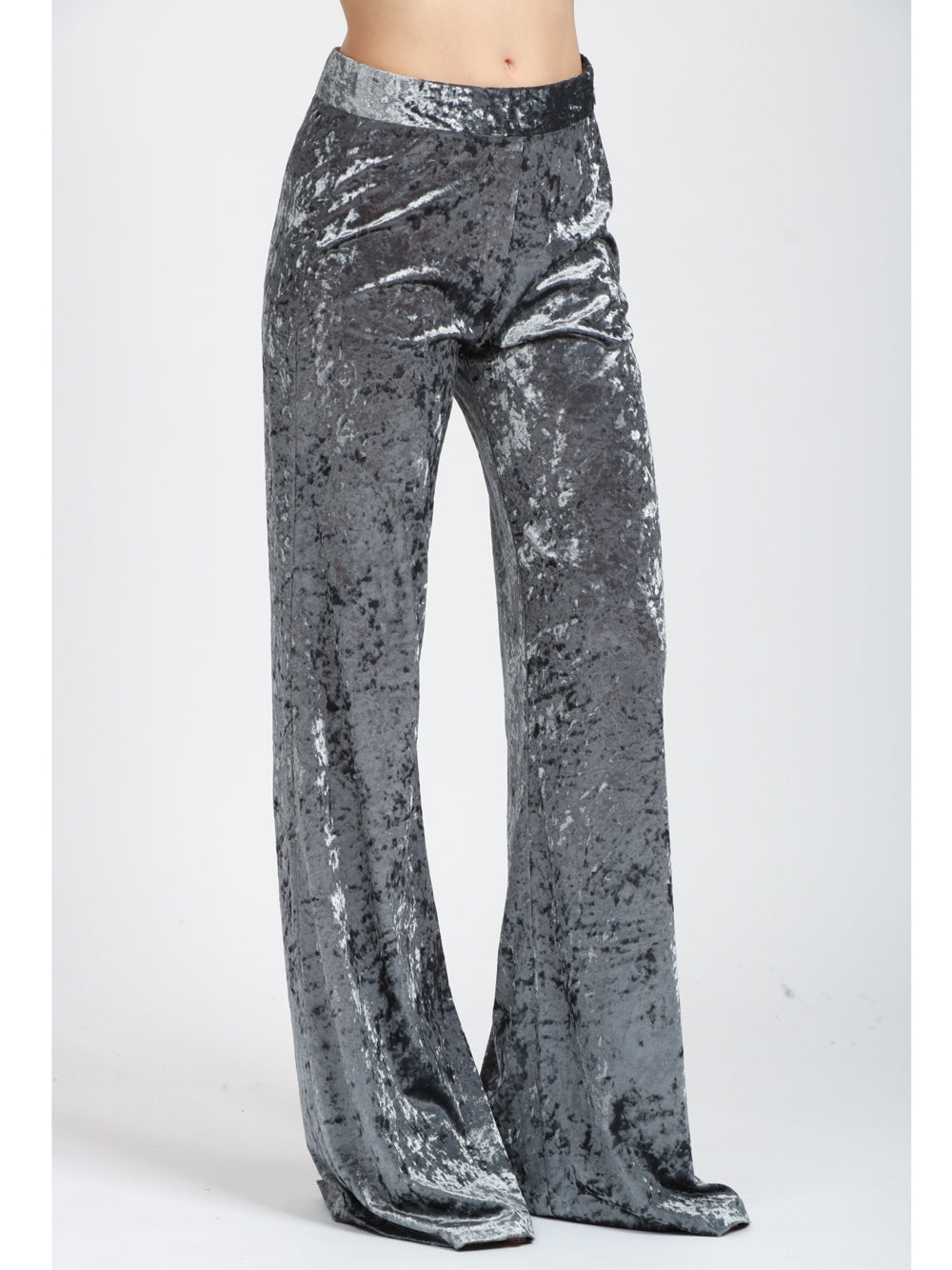 FORTE FORTE Pantaloni in Velluto Grigi a Vita Alta Grigio