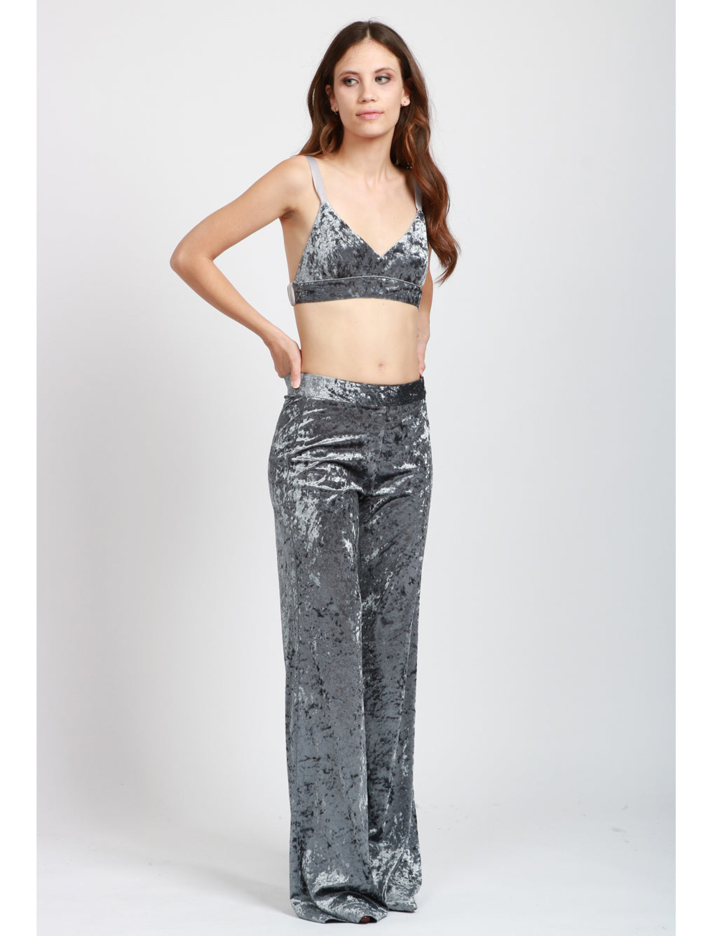 FORTE FORTE Top Bralette in Velluto Grigio Grigio