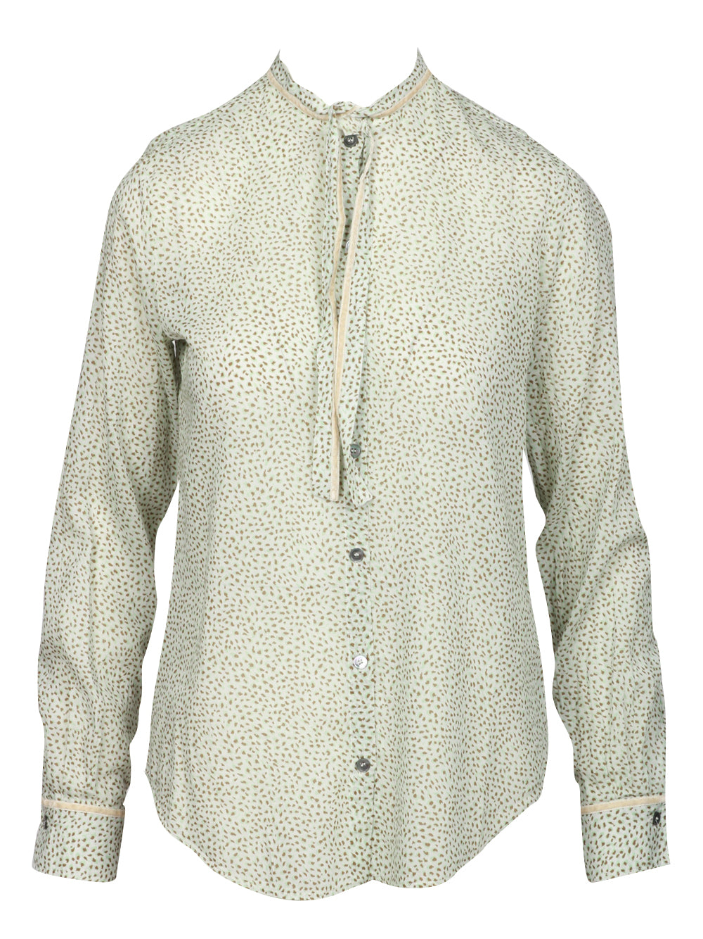 FORTE FORTE Camicia in Cotone e Seta Verde Salvia con Fantasia Salvia