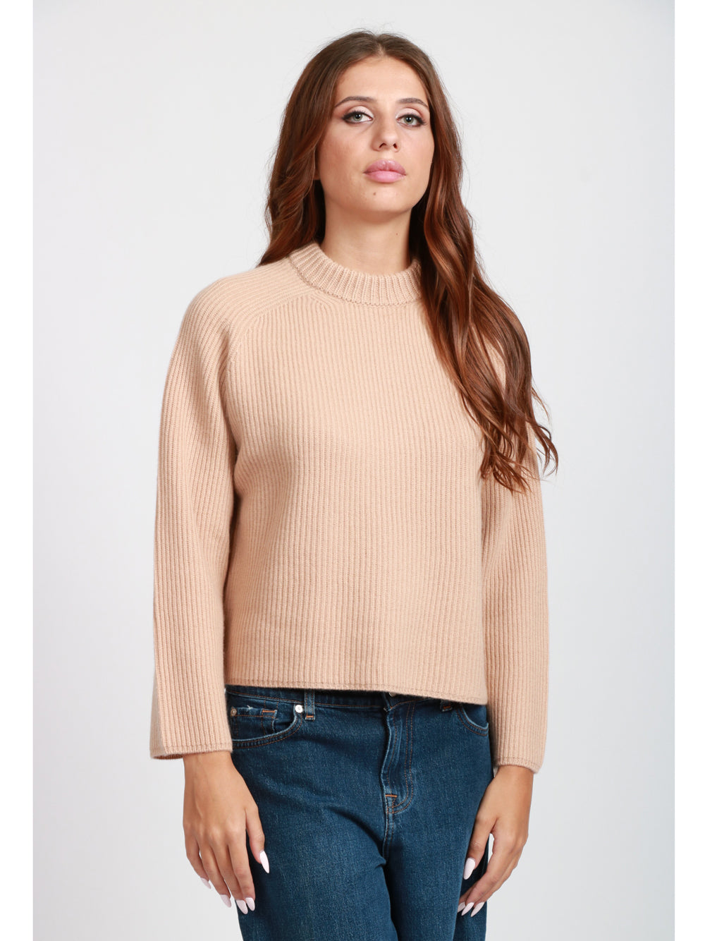 FORTE FORTE Maglia in Cashmere e Lana Beige Girocollo Camel