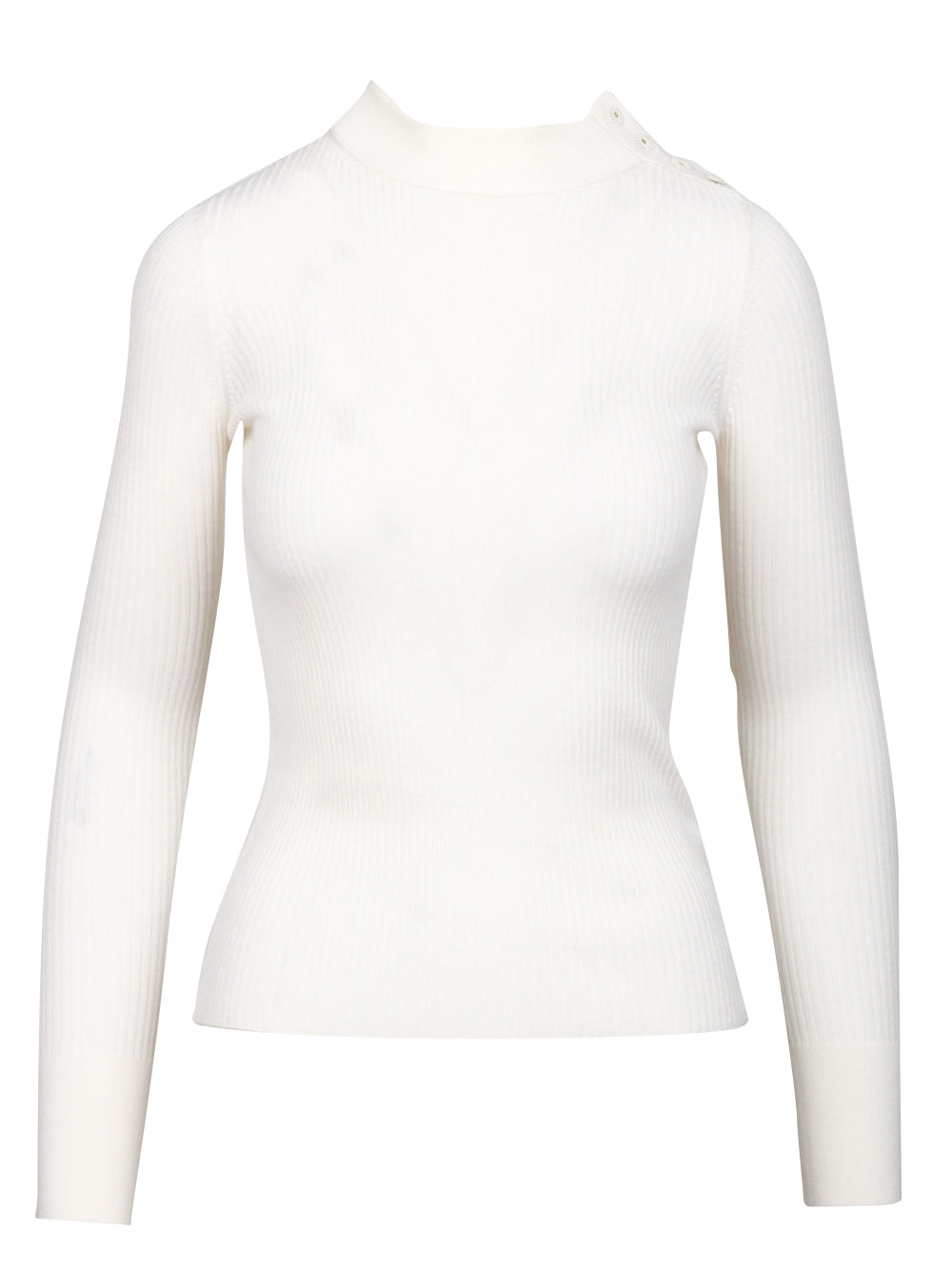 FORTE FORTE Maglia in Lana Vergine Panna a Costine Panna