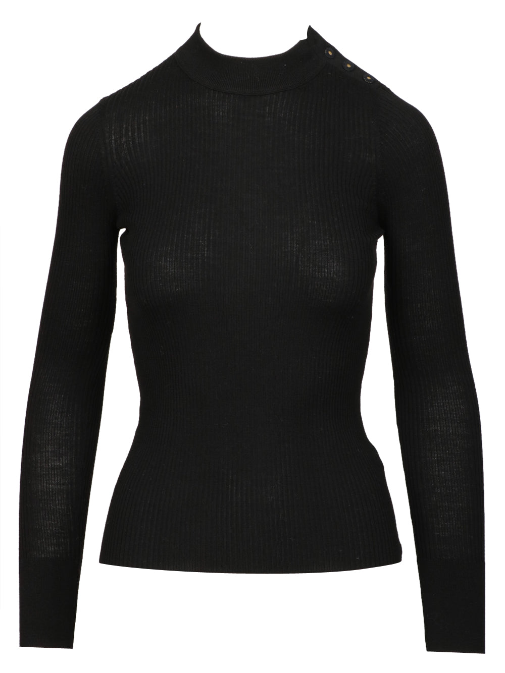FORTE FORTE Maglia in Lana Vergine Nera a Costine Nero