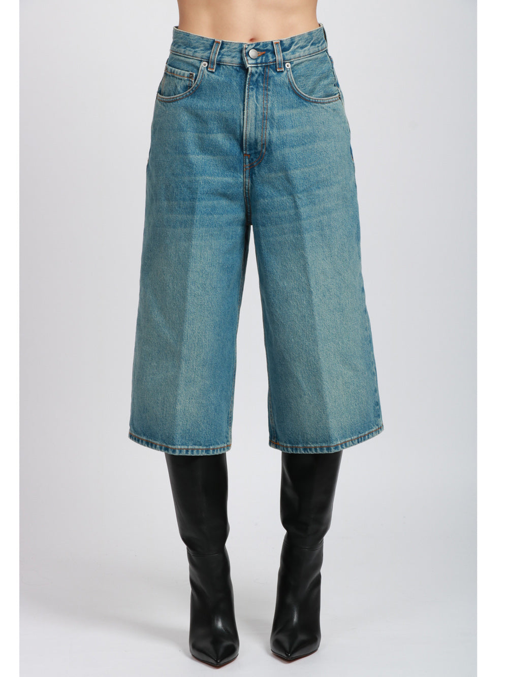 HAIKURE Bermuda Belle in Denim di Cotone Blu Denim