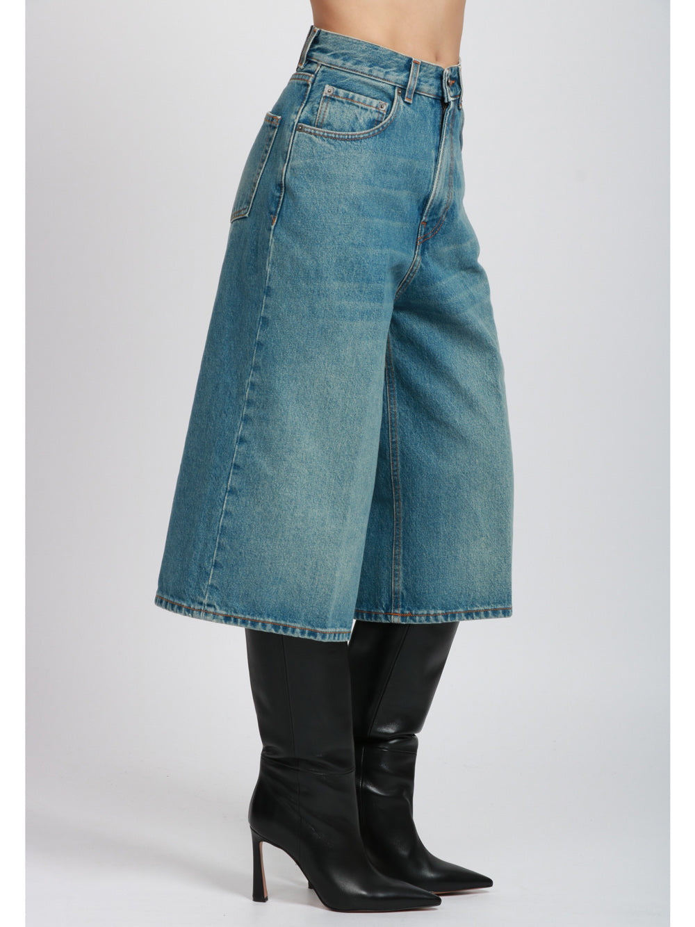 HAIKURE Bermuda Belle in Denim di Cotone Blu Denim