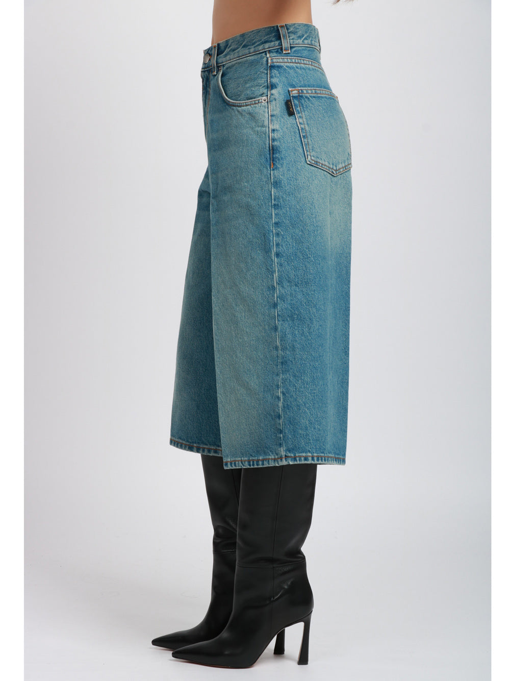 HAIKURE Bermuda Belle in Denim di Cotone Blu Denim