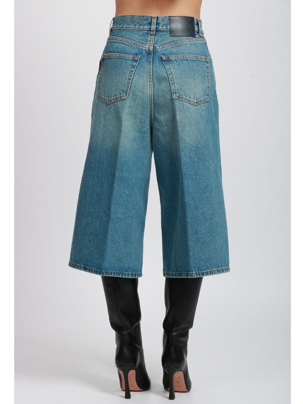 HAIKURE Bermuda Belle in Denim di Cotone Blu Denim