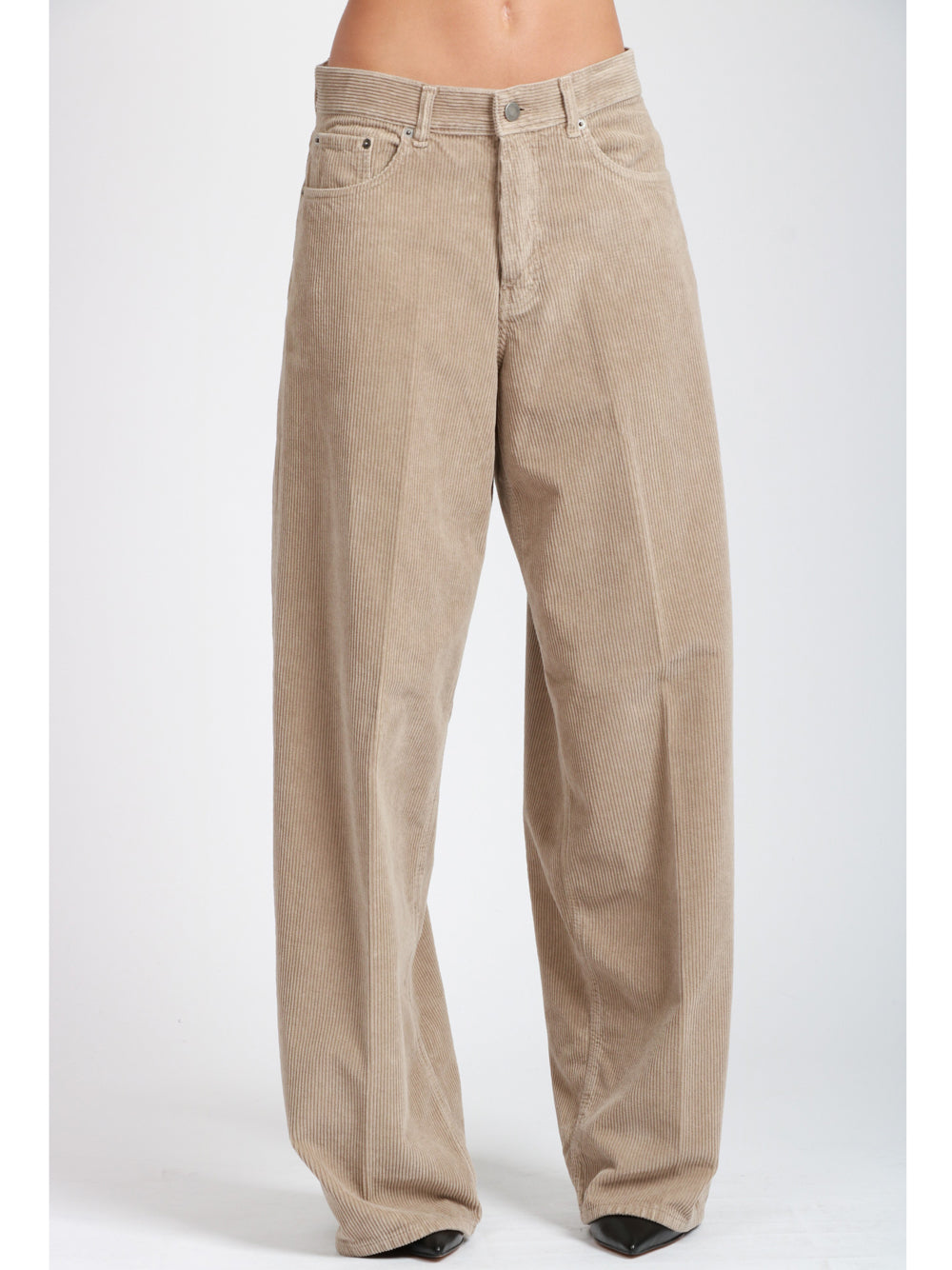 HAIKURE Pantaloni Bethany Velvet a Costine Fango Fango