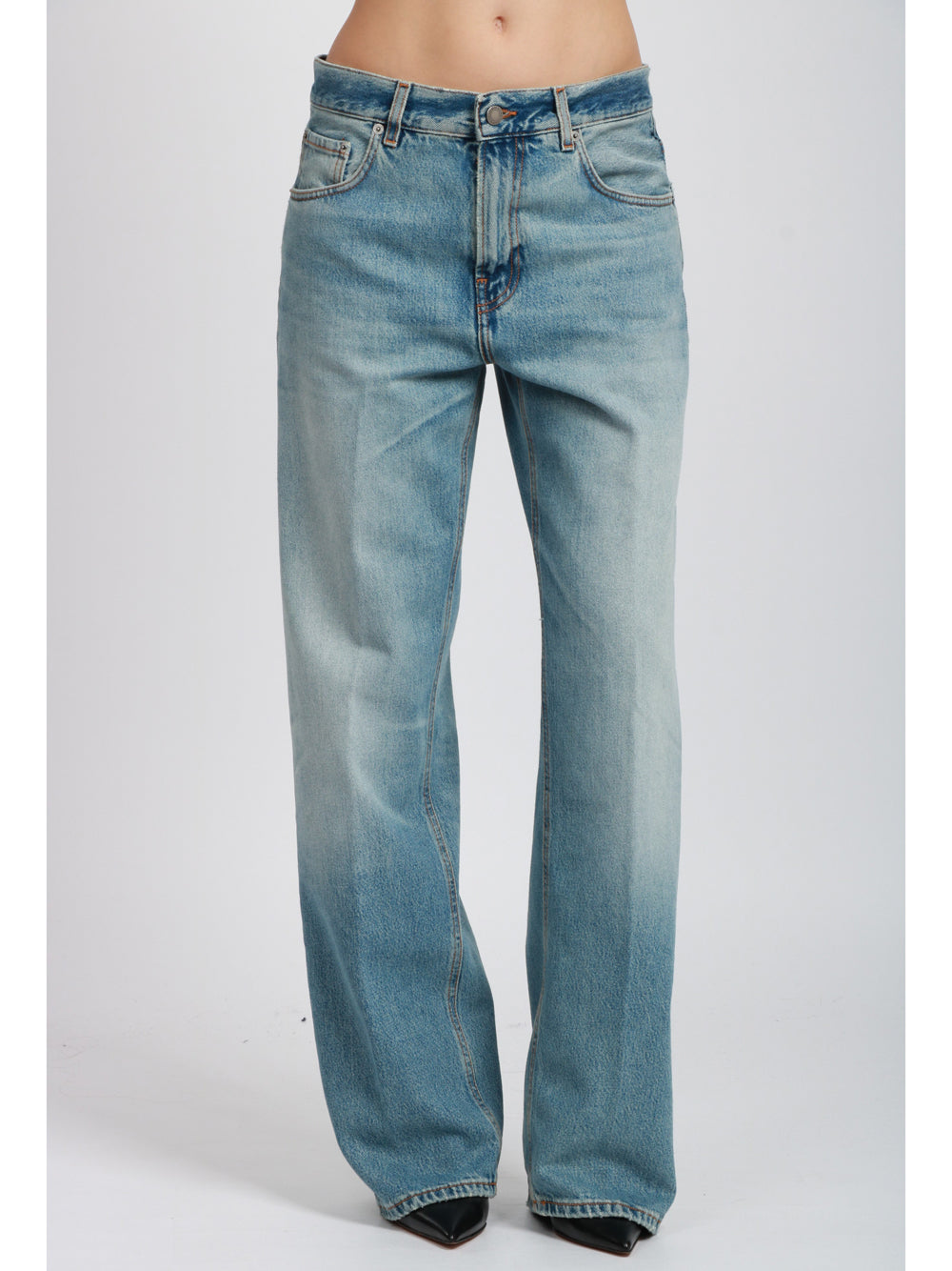 HAIKURE Jeans Bonnie in Denim di Cotone Blu con Gamba Dritta Denim chiaro