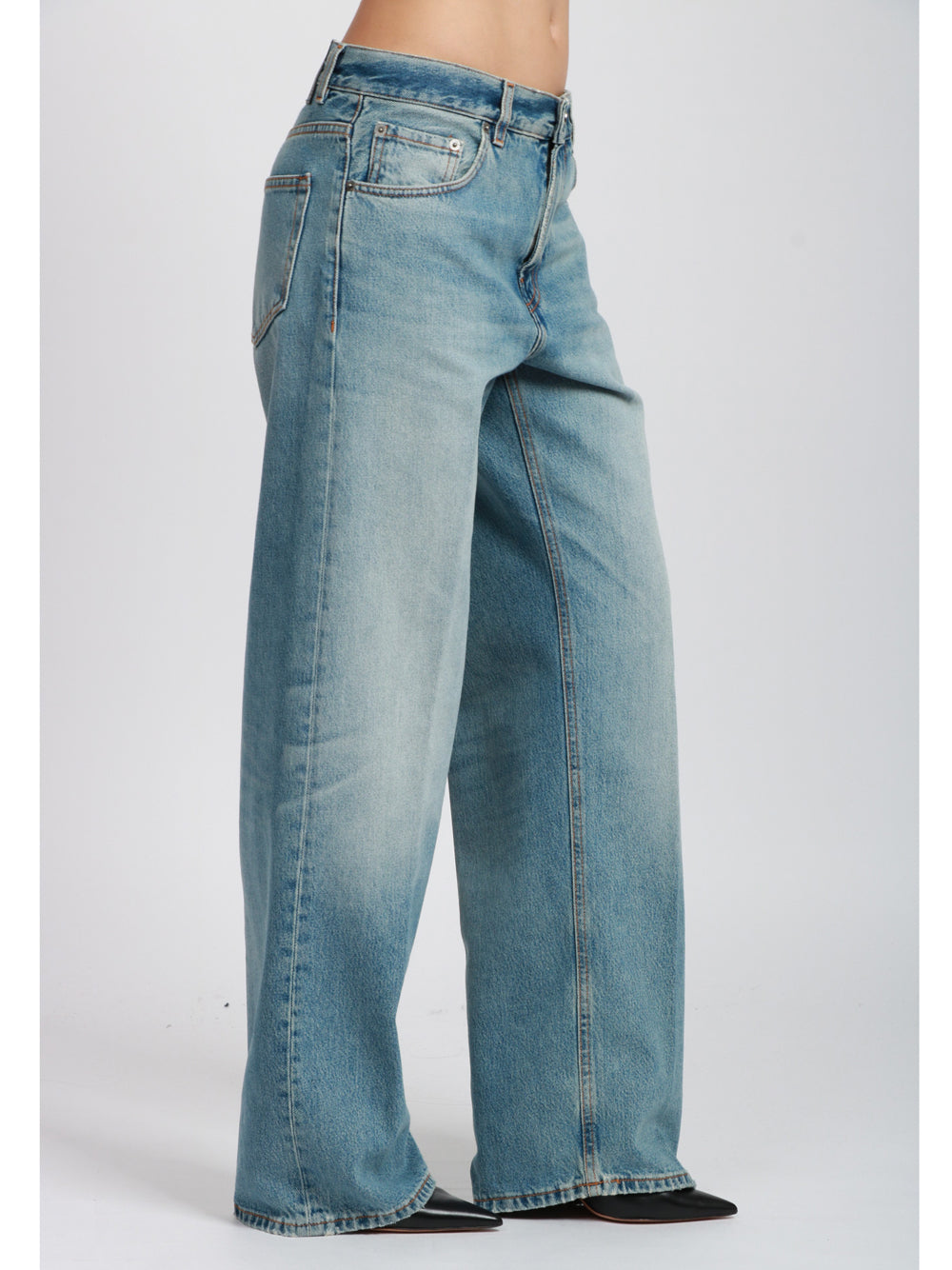 HAIKURE Jeans Bonnie in Denim di Cotone Blu con Gamba Dritta Denim chiaro