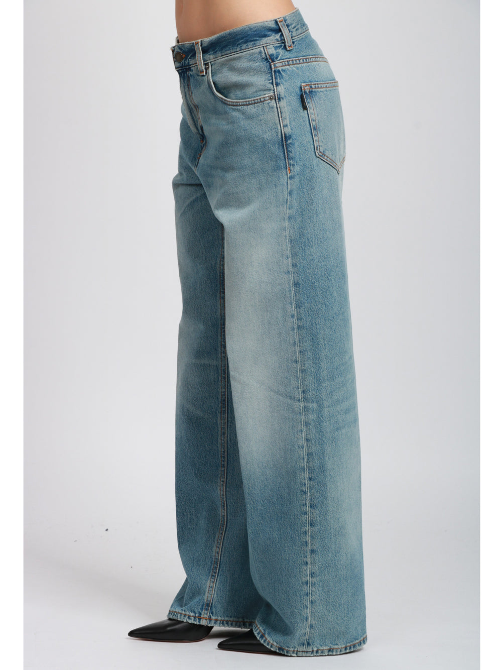 HAIKURE Jeans Bonnie in Denim di Cotone Blu con Gamba Dritta Denim chiaro