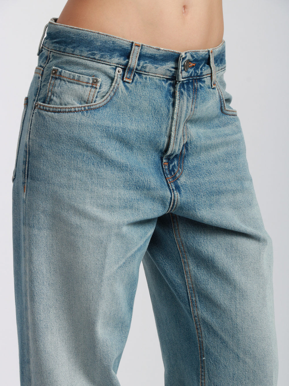 HAIKURE Jeans Bonnie in Denim di Cotone Blu con Gamba Dritta Denim chiaro
